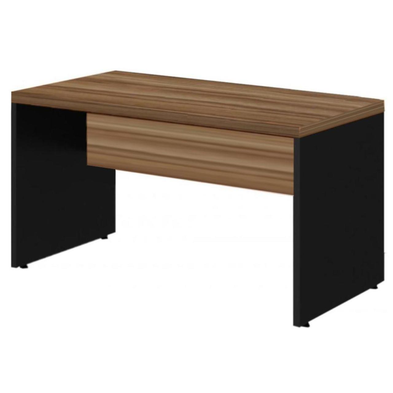 Mesa de Escritório 1,50×0,60m Sem Gavetas NOGAL SEVILHA/PRETO – 21472