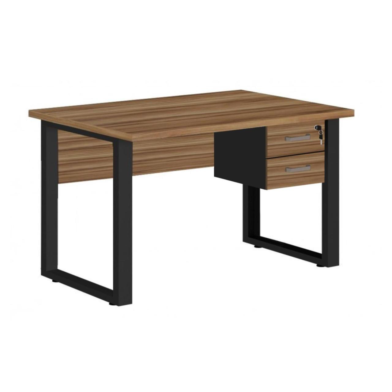 Mesa Escritório PÉ QUADRO 1,50x0,60m - C/ Gavetas - NOGAL SEVILHA/PRETO - 24473