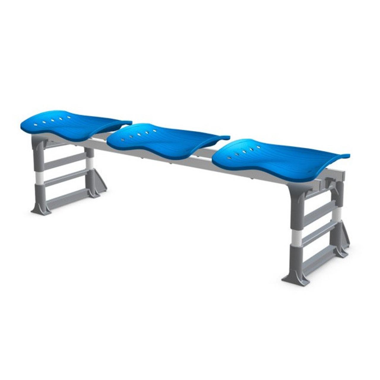 Banco para Vestiário com 03 Lugares - Cor Azul - PLAXMETAL - 10113