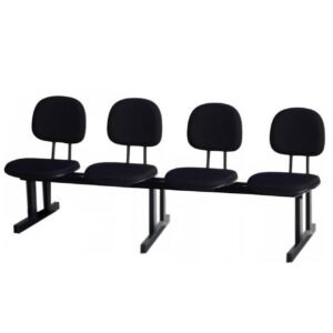 Longarina para Recepção SECRETÁRIA 04 Lugares - Corino PRETO - 34120