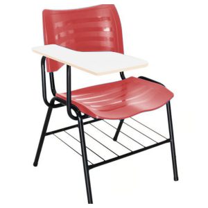 Cadeira Universitária Plástica Prancheta MDF - COR VERMELHO - 34011