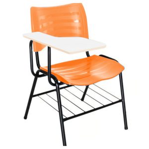 Cadeira Universitária Plástica Prancheta MDF - COR LARANJA - 34009