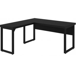 Mesa em L PÉ QUADRO (Mesa 1,70m + Mesa Auxiliar) - S/ Gavetas - PRETO / PRETO - 26011