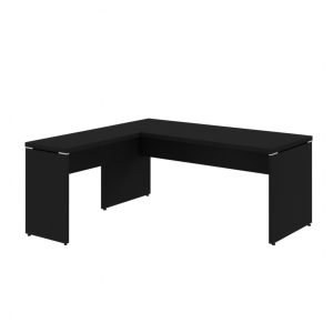 Mesa em L PÉ PAINEL (Mesa 1,50m + Mesa Auxiliar) - S/ Gavetas - PRETO / PRETO - 26012